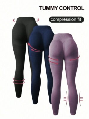 Women’s Solid Color High-Waisted Fitness Leggings For Everyday Wear