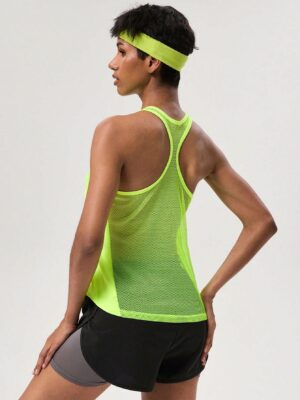 Women’s Fashionable Solid Color Hollow-Out Sleeveless Sports Tank Top