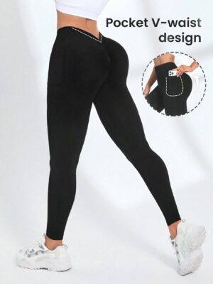 H827 Black Seamless Sports Leggings
