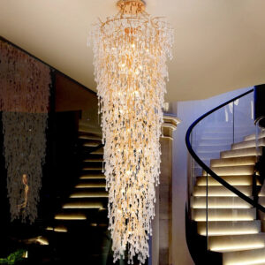 High Ceiling Pendant Lamp for Staircase Luxury Big Size Hotel Lobby Crystal Custom Chandelier