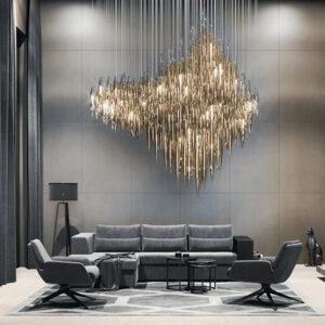 High ceiling Luxury Modern Crystal Chandelier Lighting Hotel Project Villa living room Raindrop Hanging chandelier