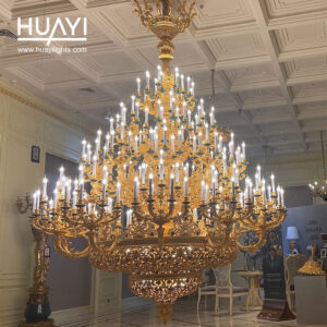 Customized Luxury Hotel Pendant Decorative Modern Classical Golden Copper E14 Candle Emerald Vintage Chandelier