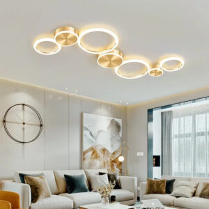 Modern LED Ceiling Lamp Chandelier for Living Dining Room Bedroom Hall Circle Rings Golden Home Decor Aluminum Lighting Fixture