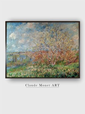 “Blue  Green Spring Wooden Frame Painting Wall Art”