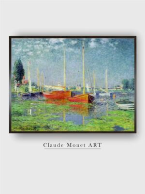“Blue  Green Argenteuil, Circa Wooded Framed Painting Wall Art”