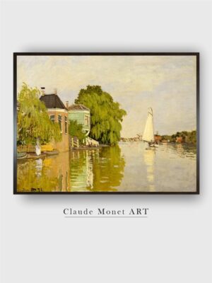 “Beige  Green House Achterzaan Wooden Frame Painting Wall Art”