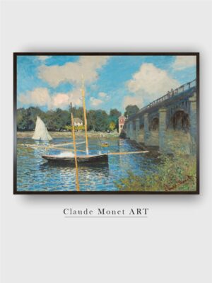 “Blue The Bridge At Argenteuil Wooden Wall Art”