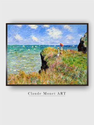 “Blue  Green Cliff Walk At Pourville Canvas Painting Wall Art”
