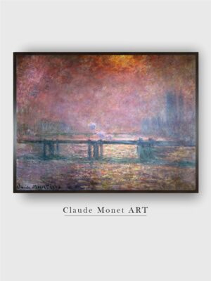 “Green  Yellow Thames At Charing Cross Painted Wooden Framed Wall Art”
