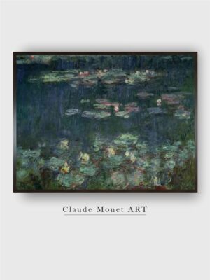 “Green Floral and Botanical Wooden Paintings Waterlilies Canvas Wall Art”