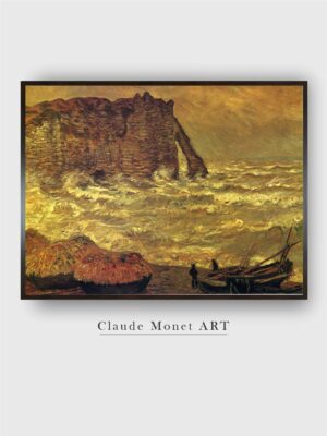 “Brown  Black Storm at Etretat Painting Framed Wall Art”