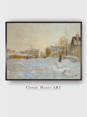 “White  Grey Snow In Argenteuil Framed Painting Wall Art”