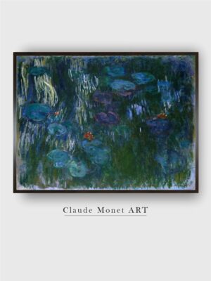 “Blue & Green Water Lilies Painted Wall Art”