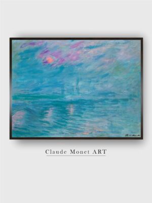 “Green & Pink Waterloo Bridge Painted Framed Wall Art”