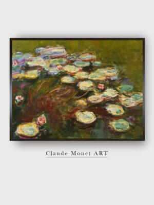 “Green  Yellow Waterlilies Canvas Painting Wall Art”