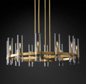Vintage Chandelier Designer Hotel Hanging Pendant Light Crystal Lighting Ceiling Fixture Villa Home Ravelle Round Chandelier 36″