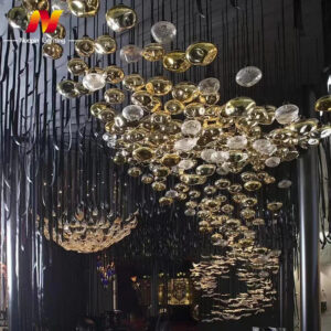 Modern Art Deco Customizable Big Hotel Lobby Lighting Large Luxury Hanging Gold Glass Ball Chandelier