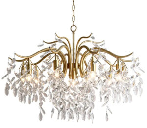 PD287989 Modern Light Luxury Style Copper K9 Crystal Flower Shade Chandelier Decorative Pendant Lights For Villa Hotel
