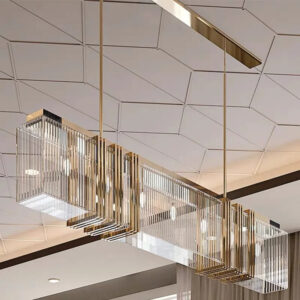 Customized high quality Modern gold stainless steel crystal rectangle chandelier for dining room house kitchen