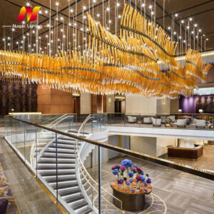 OEM Luxury Decoration Lighting Glass Hotel Lobby Custom Large Project Indoor LED Chandelier Light
