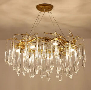Round indoor luxury pendant light LED hanging lights home nordic elegant lustre modern k9 crystal chandelier