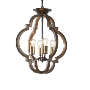 Industrial retro vintage creative wooden frame geometric small farmhouse hanging pendant light